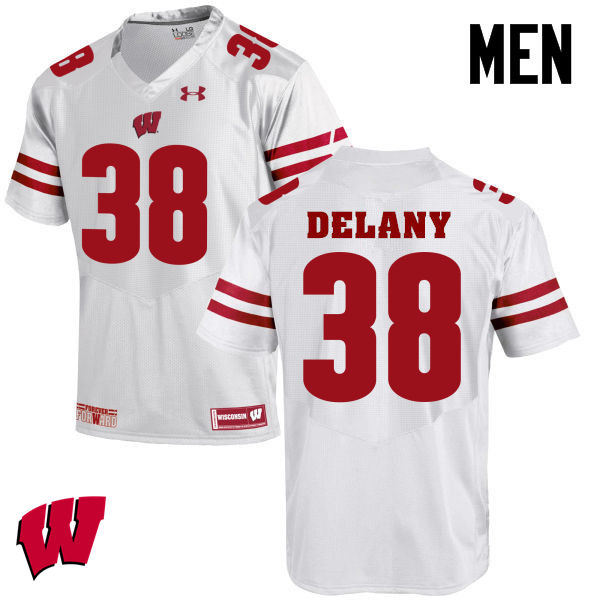 Wisconsin Badgers Men's #38 Sam DeLany NCAA Under Armour Authentic White College Stitched Football Jersey KR40E83LT